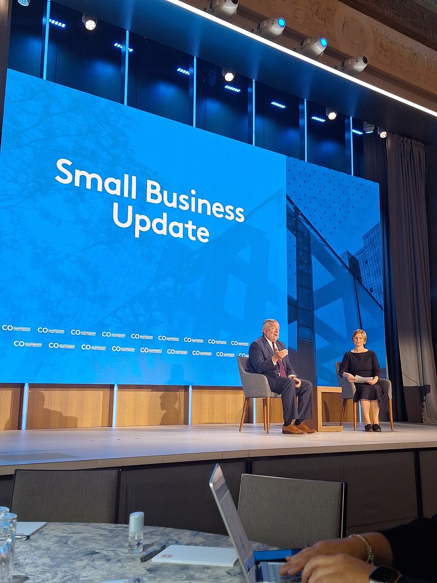 Ines_Pearce's tweet photo. Listening to the @USChamber's Neil Bradley &amp; Jeanette Mulvey discuss economic impacts and trends this year at CO's Small Business Day event today. https://t.co/DdrX7QAs0b