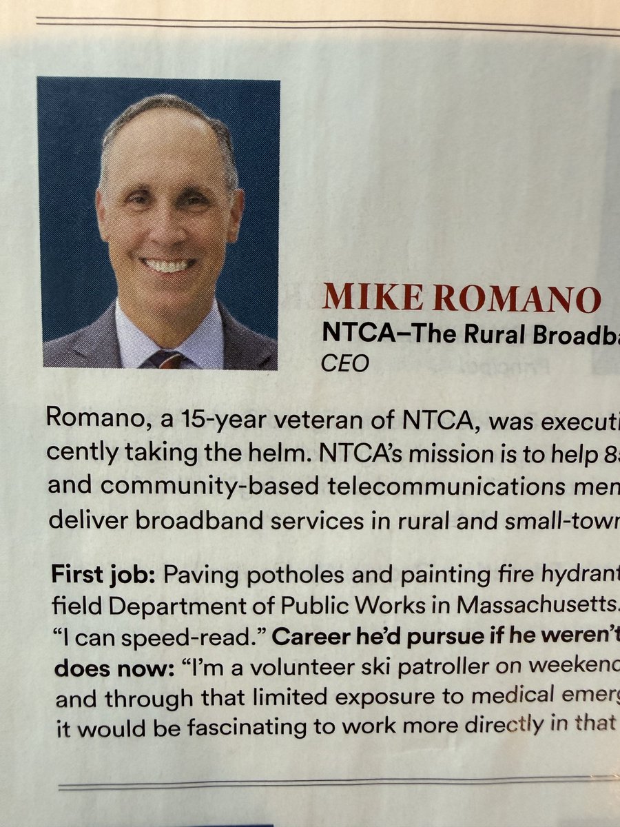 sbloomfield15's tweet photo. Found it fitting that @mikeromanoNTCA and I had one last partnership opportunity.  My thanks to @washingtonian for the recognition of influence on behalf of @NTCAconnect #broadband providers who continue to share their stories of challenges and success serving rural America. https://t.co/tmwpDeaIrH