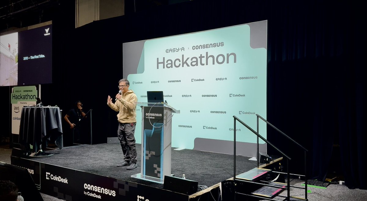 DerrickSiu's tweet photo. Woohoo made it to finals for the Solana Mobile Track 🙂 bummer the seeker demo didn’t work on the projector screen - but great learning all round getting an android app working with a seed wallet in 24hrs 🤪 thanks @solanamobile @easya_app @consensus2026 @android #appdevelopment #hackathon