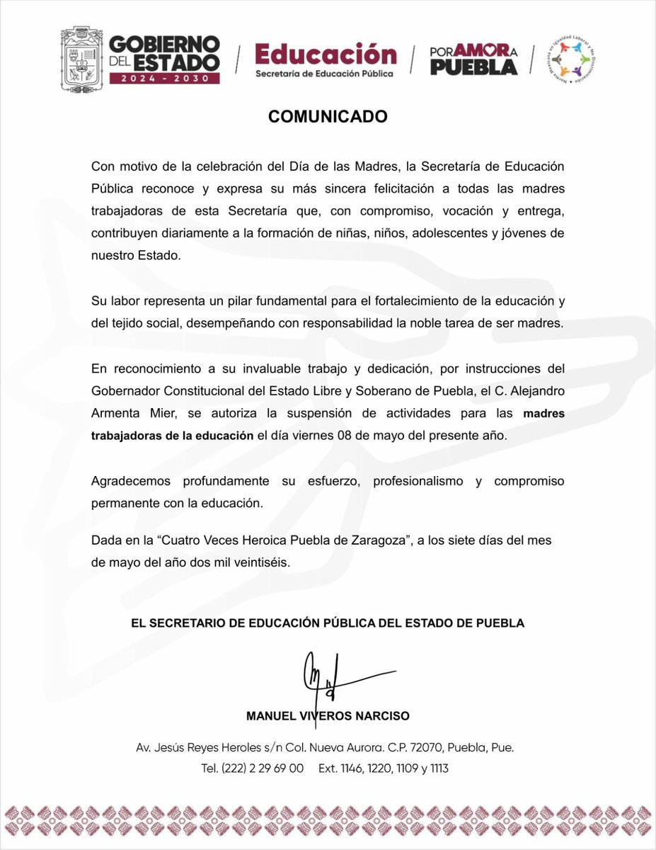 SEPGobPue's tweet photo. 📢 La dependencia informa lo siguiente a las madres trabajadoras: https://t.co/UxAQcJf8kq