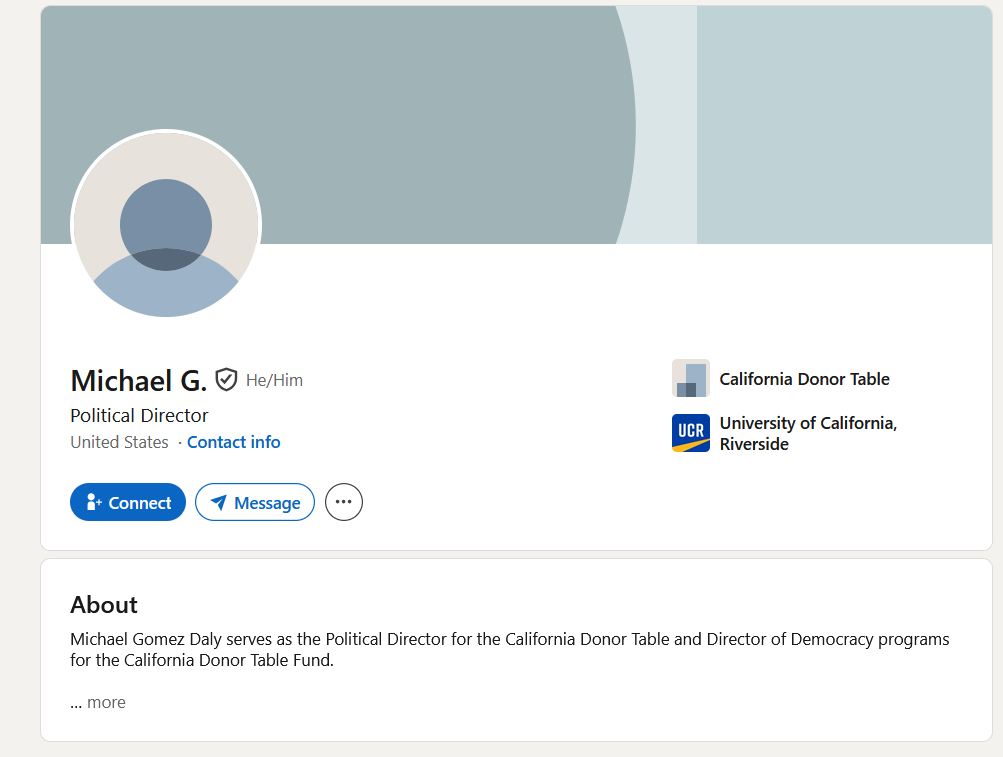 rpyers's tweet photo. per new reporting in @PoliticoCA's AM playbook, the committee is being run by the political director for the progressive California Donor Table, who are backing former Stockton Mayor Michael Tubbs in the Lt. Governor's race. https://t.co/GTWXtXSQQT