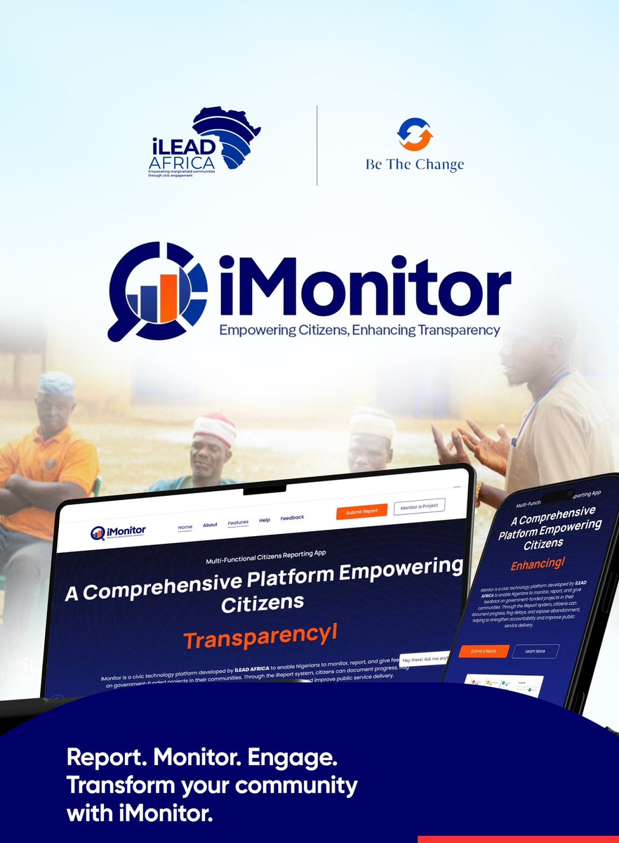 ilead4africa's tweet photo. Be The Change! Use the #iMonitorApp to report community issues, monitor public service delivery,&amp; strengthen accountability in your community. Your voice matters in building transparent &amp; responsive governance. 

Access here: https://t.co/9I38UTF3qR 

#iLeadAfrica #MyiMonitorApp https://t.co/O2fi7lPoR9