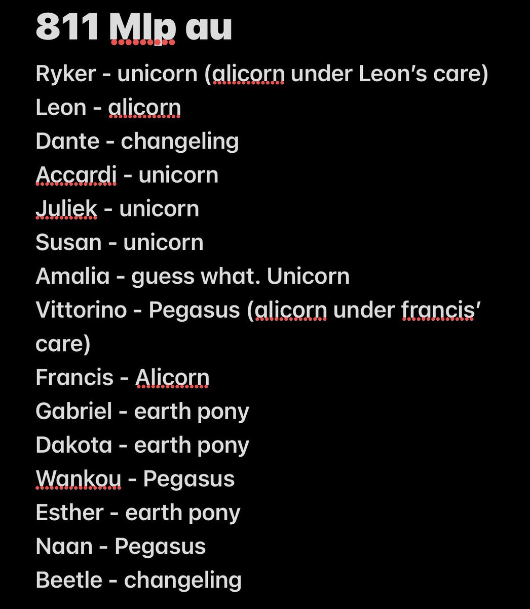 this is all over the place but this is what I think the different characters would be U_U