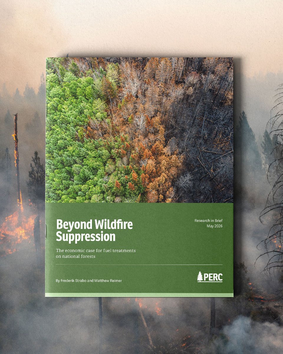 PERCtweets's tweet photo. For decades, wildfire policy has focused on suppression. But new PERC research shows that investing in prevention pays off for communities, forests, and taxpayers alike.

Our newest report, Beyond Wildfire Suppression, finds that fuel treatments can dramatically reduce firefighting costs, smoke exposure, and property damage across the American West. Between 2017 and 2023 alone, these treatments prevented an estimated $2.8 billion in wildfire-related losses. In some regions, every $1 invested returned up to $6 in reduced federal suppression costs.

The research behind this report was also just published in Science, underscoring the rigor and significance of the findings.

As wildfires grow more destructive each year, the case for proactive forest management has never been clearer.

Read the full report: https://t.co/MEUs18iLRQ