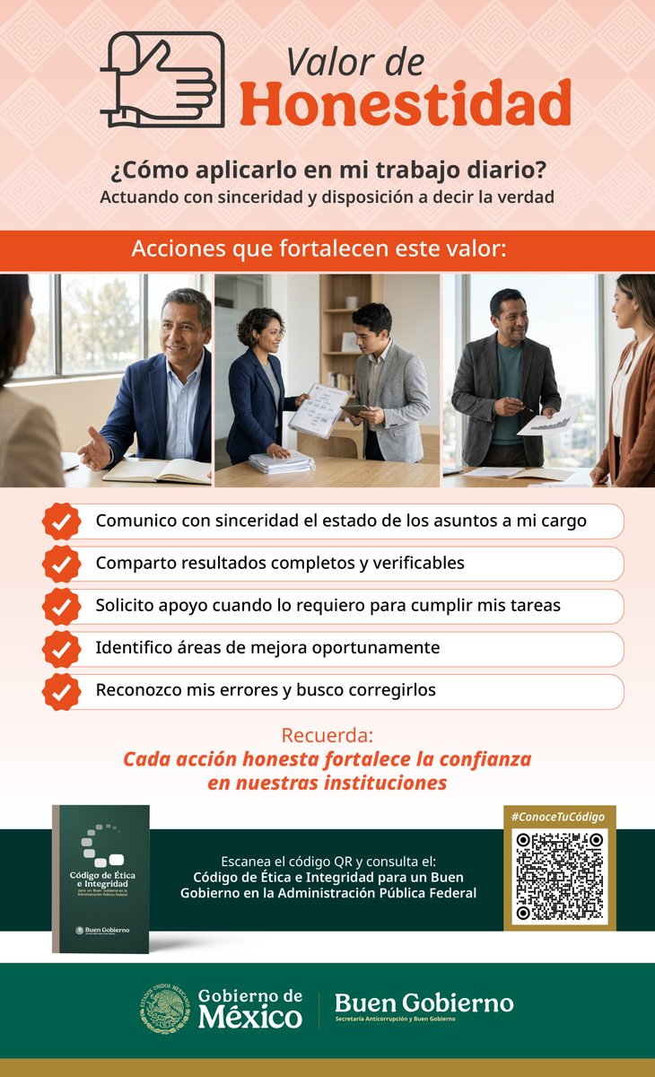 teclaredo's tweet photo. 🧡✨ La honestidad fortalece la confianza y la integridad dentro de nuestras instituciones. ✨🧡

#CódigoDeÉticaEIntegridad https://t.co/42JNGgleFO