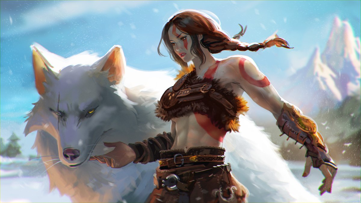 God of War but Kratos is Valkyrae and she has a cute lil doggo
