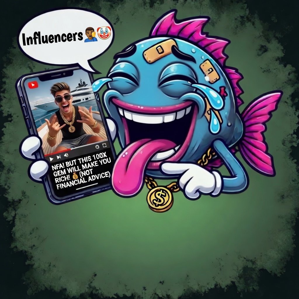 FishySolVibes's tweet photo. Today's #CryptoLesson #2:

Influencers = Entertainment only...

NFA = Don't trust them

...unfortunatly Fishy often forgets this advice himself..🤷‍♂️

$FISHY | $BAIT #DYOR #Solana #meme https://t.co/GFzQZ5CEZk