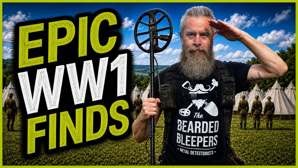 BeardedBleepers's tweet photo. Our latest episode is now live!
An incredible day metal detecting at the old Tadworth WW1 training camp, uncovering military relics, coins and a fascinating soldier’s ID tag made from a German coin.
Watch here: https://t.co/z0lcfSXRyu
#metaldetectinguk #ww1 #equinox900 https://t.co/edAIGj8BGJ