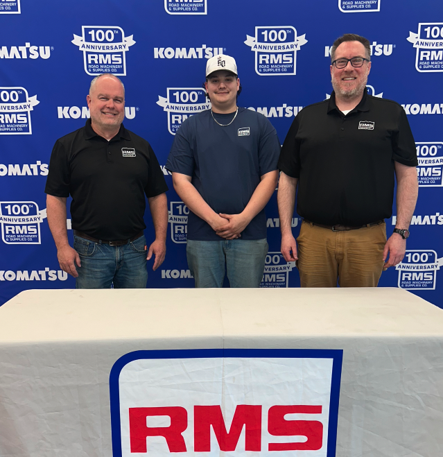 RMSequipment's tweet photo. Congratulations to Cage Bender!! Cage will represent RMS at the Komatsu Diesel Tech program at @NDSCSwildcats this fall and do his shop work at our Cedar Rapids branch. We are excited to sponsor him through his journey. https://t.co/rX0iyQcRl2