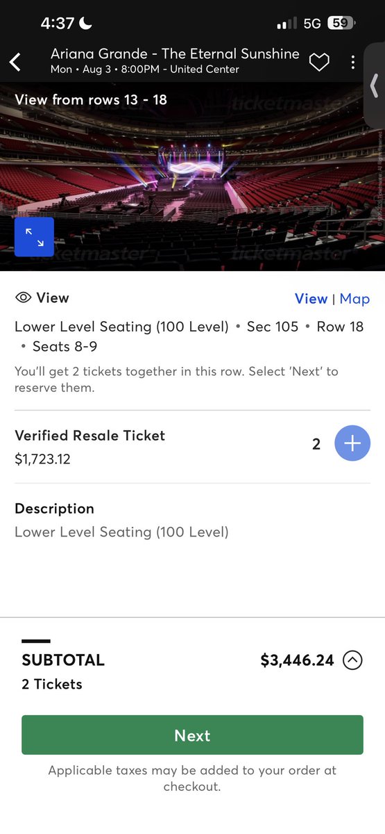 ellythegodess's tweet photo. so when is @TeamAriana going to fix the ticket pricing?! like are u serious?! @Ticketmaster https://t.co/QQehrDBS5q
