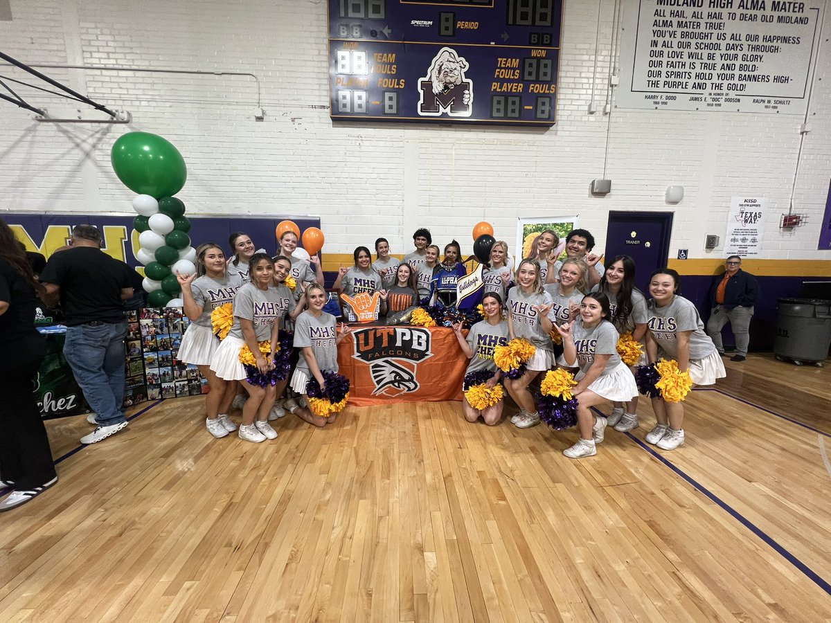 NavarreteMi's tweet photo. Congratulations Kyleigh on your commitment to @utpb_cheer Thank you to everyone who came out to support this incredible lady! #FalconUp https://t.co/1KAr2HeaHY