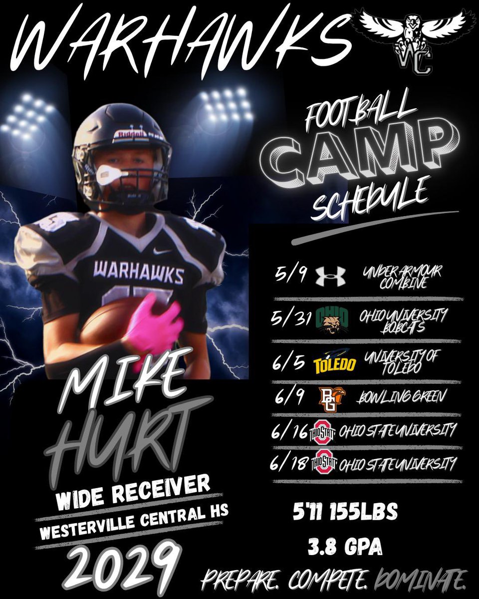 Mikeyhurt13's tweet photo. Come Check me out at these camps this summer, you won’t regret it. Mikey Hurt | WR | C/O 2029

🎯 College camps coming soon

Coaches — looking forward to competing and being evaluated.
@Coach_Franke @thevicrainey @Mark__Porter @TylerStevens94 @Bryan_Ault @CoachFigaro https://t.co/L5vk1m09R4