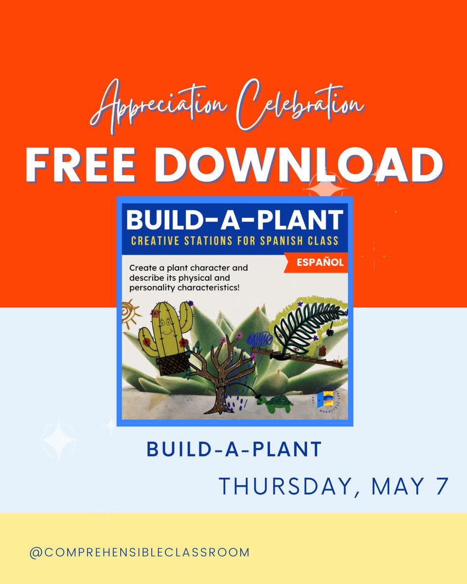 MartinaBex's tweet photo. FREE THURSDAY GIFT for teachers! 🌱

Build-A-Plant is our free gift to YOU! Download from https://t.co/RWx0cSUN0i with coupon code BUILDAPLANT26.

#teacherappreciationweek #somsocurriculum #thecomprehensibleclassroom https://t.co/RC2743TwpG