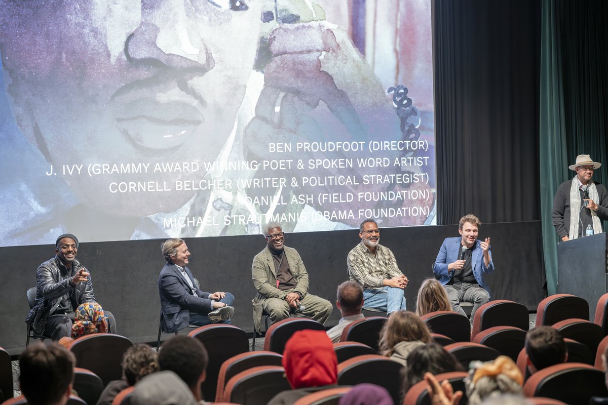 wearecmp's tweet photo. Another highlight from Doc10 2026:

An inspiring panel discussing THE BADDEST SPEECHWRITER OF ALL, with dir. @bgproudfoot, Daniel Ash of The @FieldFoundation, Grammy-winning artist @J_Ivy, political strategist @cornellbelcher, and speechwriter @davidlitt, moderated by @StrautMike of the @ObamaFoundation 🎞️