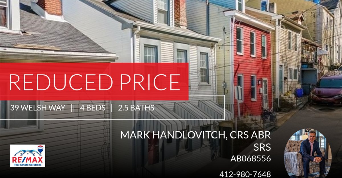 AdvancedREALTOR's tweet photo. 📍 Reduced Price 📍 This recently reduced home at 39 Welsh Way in South Side won't last long, so, don't wait to set up a showing! Reach out here or at 412-980-7648 for more information!

Respectfully,
Mark Handlovitch, CRS, ABR
w... https://t.co/NMfOO4Ux6N https://t.co/VJgXjhNQEm