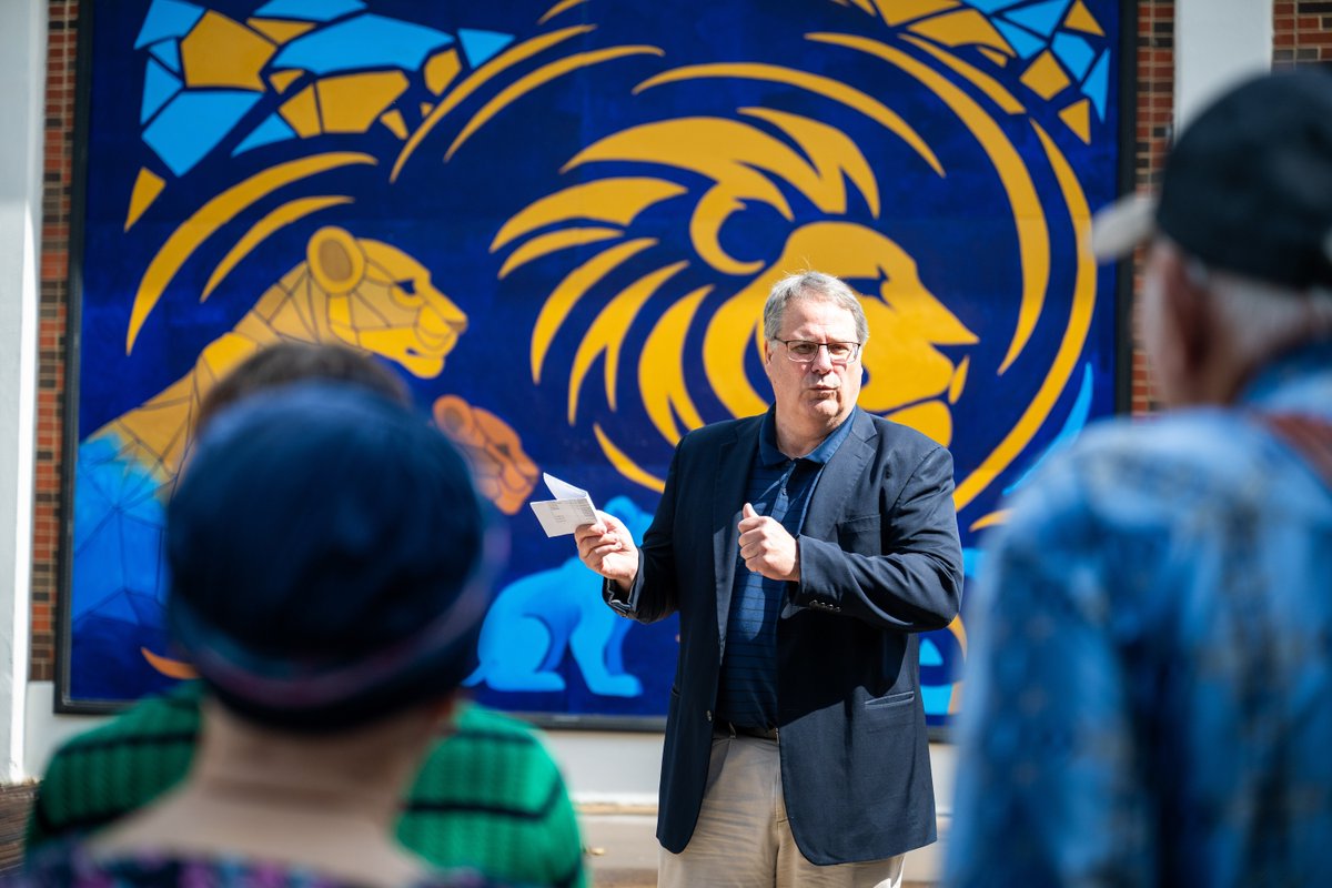 etamuniversity's tweet photo. #ETAMU officially dedicated a new mural on the south end of the Postal Services Building and Sculpture Lab. Titled "The Power of a Pride," the painting was conceptualized by graduating seniors Sloan Rogers and Cassidy Allarah Steele.

Come by and see it for yourself soon! https://t.co/ovTKm2FGHe