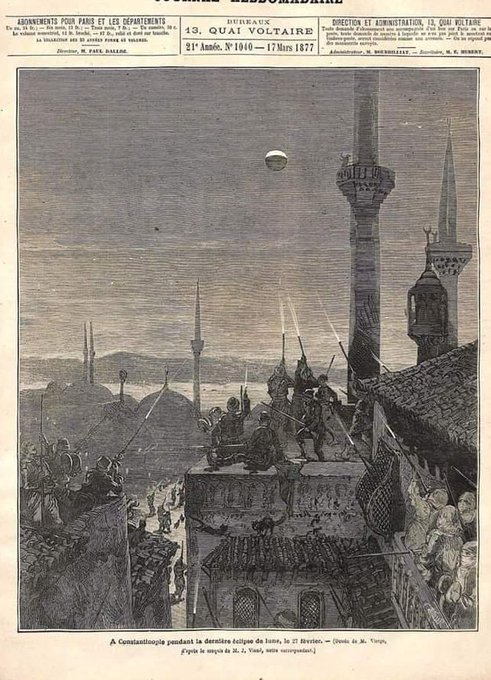 TurkunFolkloru's tweet photo. Halk inançlarında güneş ve ay tutulmalarının sebebi; kötü ruhların veya yelbegen/celbegen adı verilen yedi başlı devlerin ayı veya güneşi zapt etmeye ve onları yemeye çalışmasıdır. Bu durumda güneş ve ayı kurtarmak, onlara musallat olan kara iyeleri korkutup kaçırmak için halk sokağa dökülür; boş tenekelere vurulur, davul çalınır ve havaya silahla ateş edilerek gürültü çıkarılır.