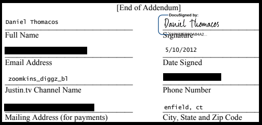 ZoomkinsBL's tweet photo. I'm not a real streamer anymore but it's funny to look back and see I signed my Partner Agreement in 2012! Blood Legion had one of the first partnered channels and 10 people were sharing one channel then, we broke off to our own after a year! When they could handle more partners. https://t.co/r7Mg4IUKJY
