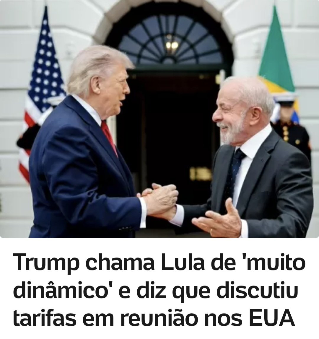 orlandosilva's tweet photo. O presidente Lula acaba de sair de uma reunião de mais de 3 horas com Donald Trump, na qual foram tratados assuntos de Estado. 

Ao contrário da torcida bolsonarista, nenhuma saia-justa, pegadinha ou grosseria. Isso demonstra a liderança de Lula e o respeito que impôs a Trump ao defender nossa SOBERANIA quando este quis meter o bedelho em assuntos internos e agrediu o Brasil com o tarifaço. 

As 3 horas de Lula em reunião são mais do que a soma de todas as atividades turísticas da família Bolsonaro na Casa Branca. Péssimo dia para quem proclamou que o governo Lula teria acabado.