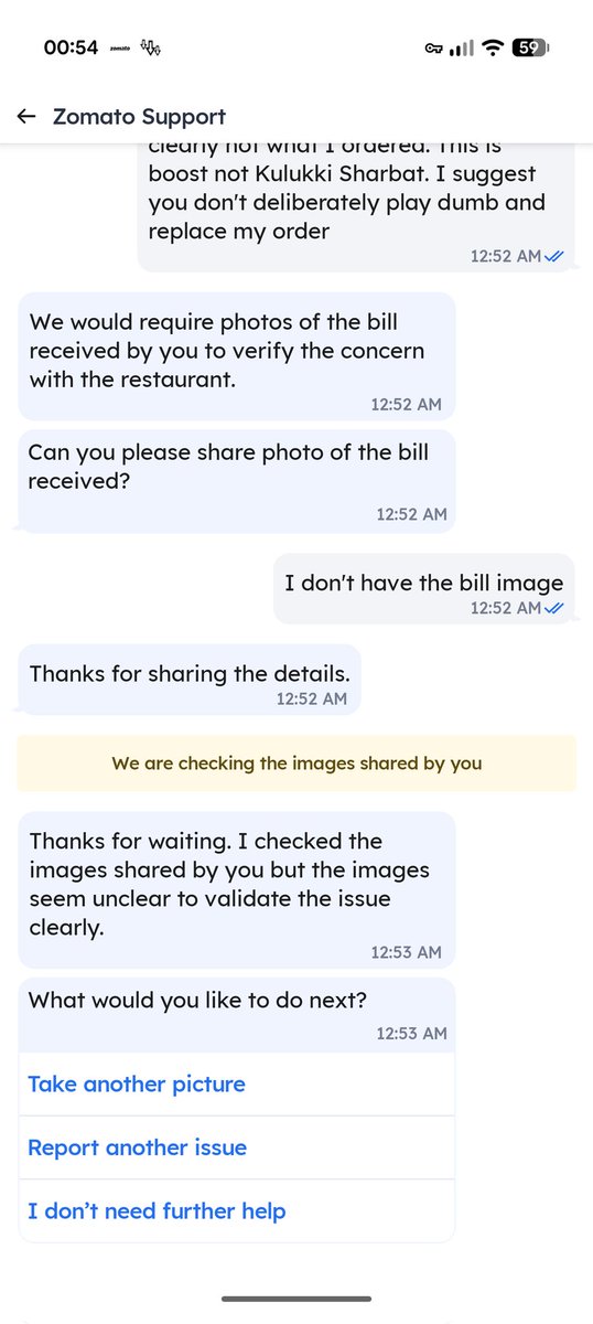 pradriyan's tweet photo. @zomatocare after delivering the wrong items and asking me to take pictures to prove it you say you can't determine the validity of my problem. I ordered sharbat and I've got boost. I need a replacement or a refund https://t.co/s3DYh8sJYQ