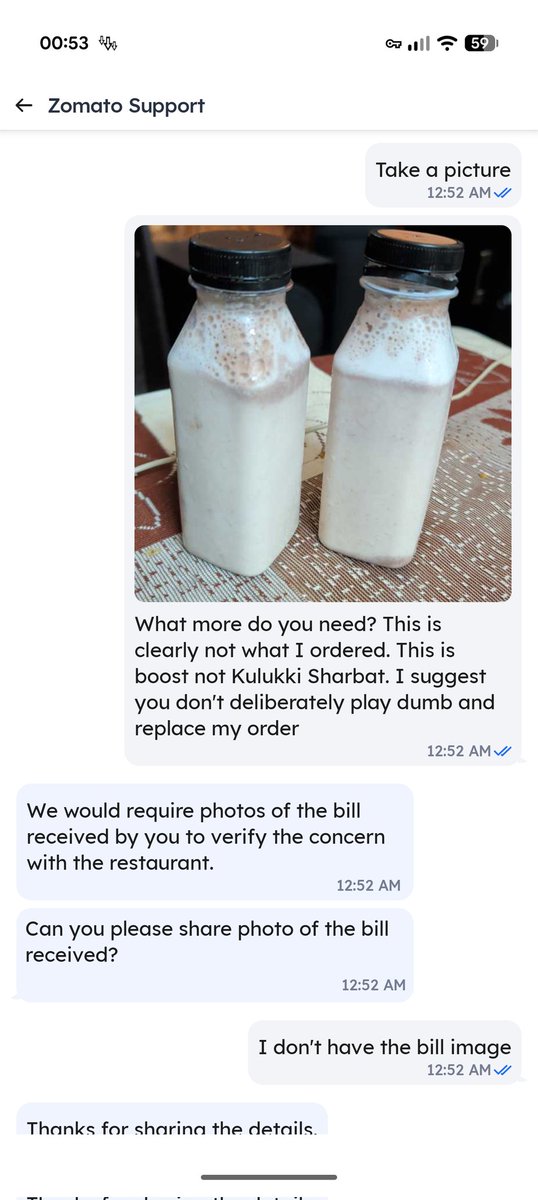 pradriyan's tweet photo. @zomatocare after delivering the wrong items and asking me to take pictures to prove it you say you can't determine the validity of my problem. I ordered sharbat and I've got boost. I need a replacement or a refund https://t.co/s3DYh8sJYQ