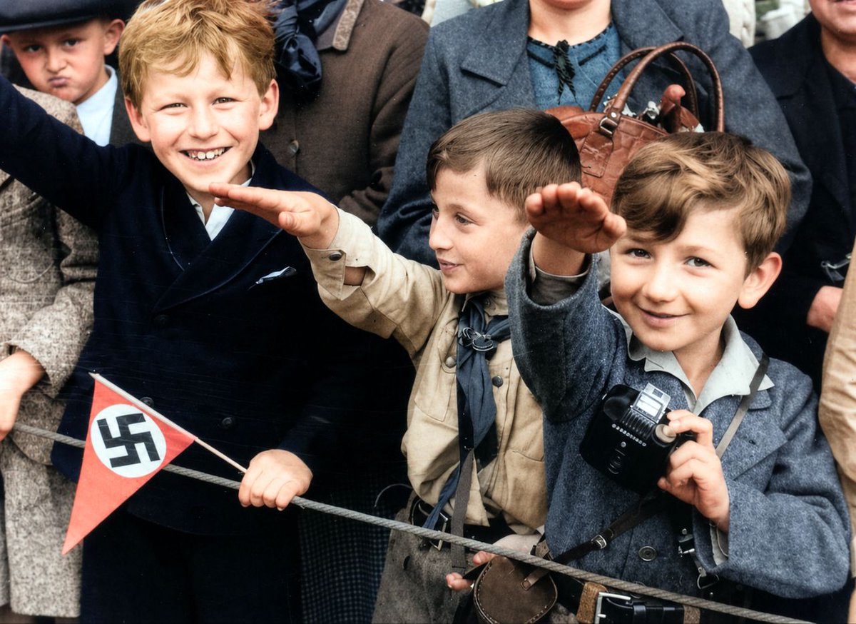 Sudetenland children celebrate the region’s annexation by Germany.

1938