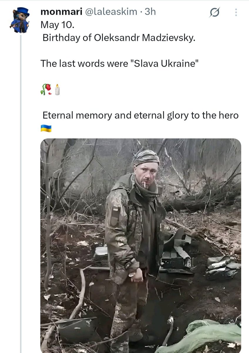 It would have been his birthday on May 10th.
Perhaps some fellas can honour him by changing their banners /pfp on the day.
#OleksandrMadzievsky