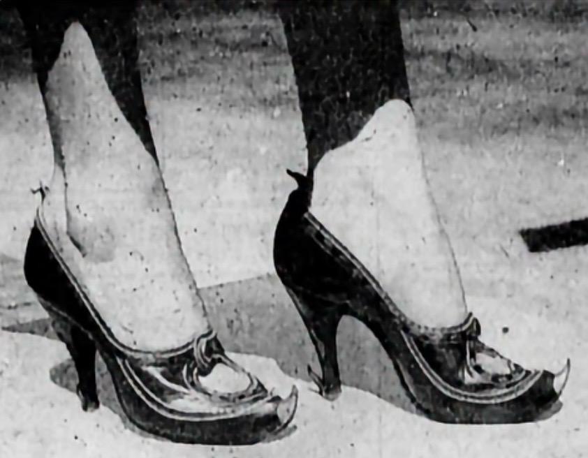 In the mid-1950's, Italian shoemakers were selling "defense shoes", complete with spurs on toes and heels to kick away offensive sex pests, especially in Rome.