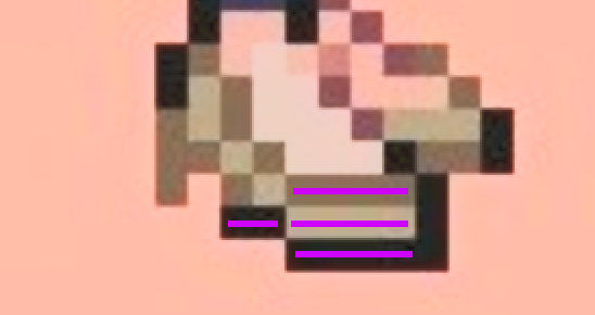 blood__monkey's tweet photo. @Alphons63 i was just looking at the face, which has both horizontal band with the hair and the dark pixels on the eye that emphasizes the width of her nose bridge, and a broken vertical band that intersects with it to outline the shape of the nose. I also noticed this bit at the shoe - https://t.co/3zAQi08zQZ