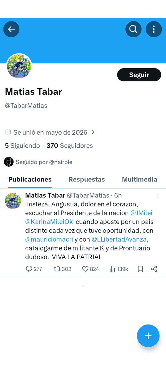 casu84586978's tweet photo. @TabarMatias @JMilei @KarinaMileiOk @mauriciomacri @LLibertadAvanza Asiq te uniste recien a x?? Jáaaaaaaaaaaaaakaaaaajajajaaaaaaaaaaaaa sos un jdp https://t.co/5Q0tBIMCzr
