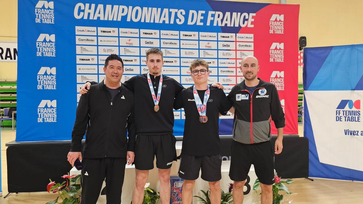 ASPCTT's tweet photo. [Compétition club] Flavio et Thomas médaillés !
En double, Flavio est champion de France, et Thomas vice-champion pour la 3ème année de suite.
En simple, Thomas est médaillé de bronze.
Lire la suite :
https://t.co/jS7gqRBlez https://t.co/NFQSaJCqOz