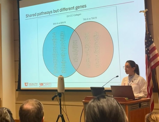 UofUCTSurgery's tweet photo. Congratulations to @LaurenLevyMD (PGY-4) on winning a Trainee Excellence in Research Award at the Annual @UofUSurgery Resident, Fellow, &amp; Student Research Retreat with her research on BAV aortopathy🫀🎉 https://t.co/FFxstkdxVL