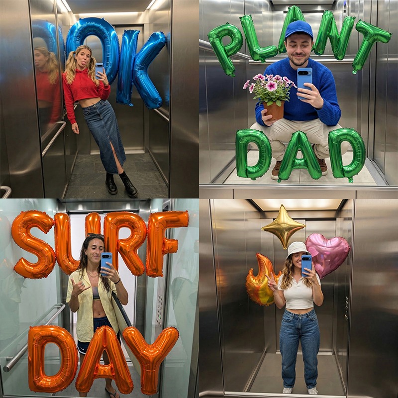 googleespanol's tweet photo. ¡Selfies con globos! 🎈 Sube tu foto a Gemini y usa este prompt:

"Foto 1:1 de mí en selfie de ascensor con [ROPA]. Mensaje con globos metálicos [COLOR] que diga [MENSAJE], ubicados en [POSICIÓN]."

Comenta Gemini + tu color de globos favorito.