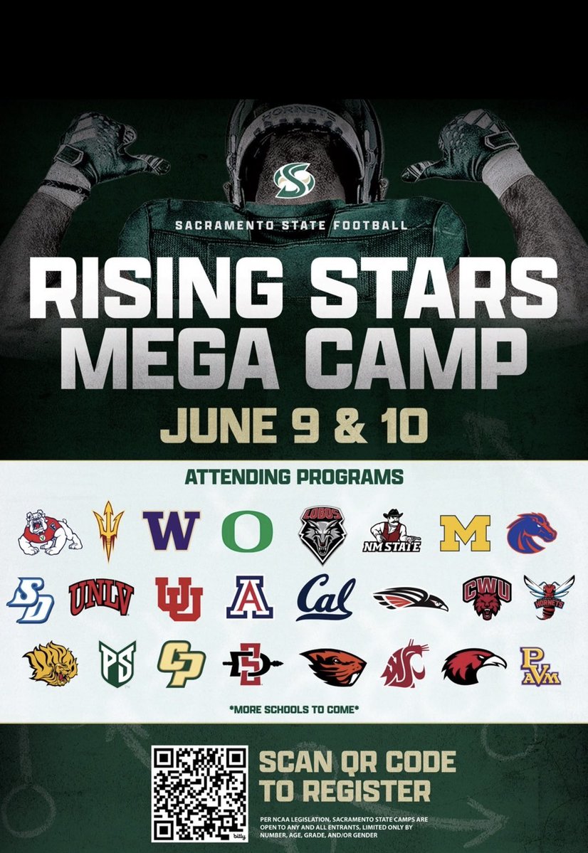 I will be attending the Rising Stars Mega Camp on June 10th!!!
<a href="/AbelEGarza/">Coach Garza</a> <a href="/SangerWestFB/">Sanger West Football</a> <a href="/Rob_E_Light/">Robinson</a> <a href="/Coach_Entz/">Coach Matthew Entz</a> <a href="/TomLoy247/">Tom Loy</a>