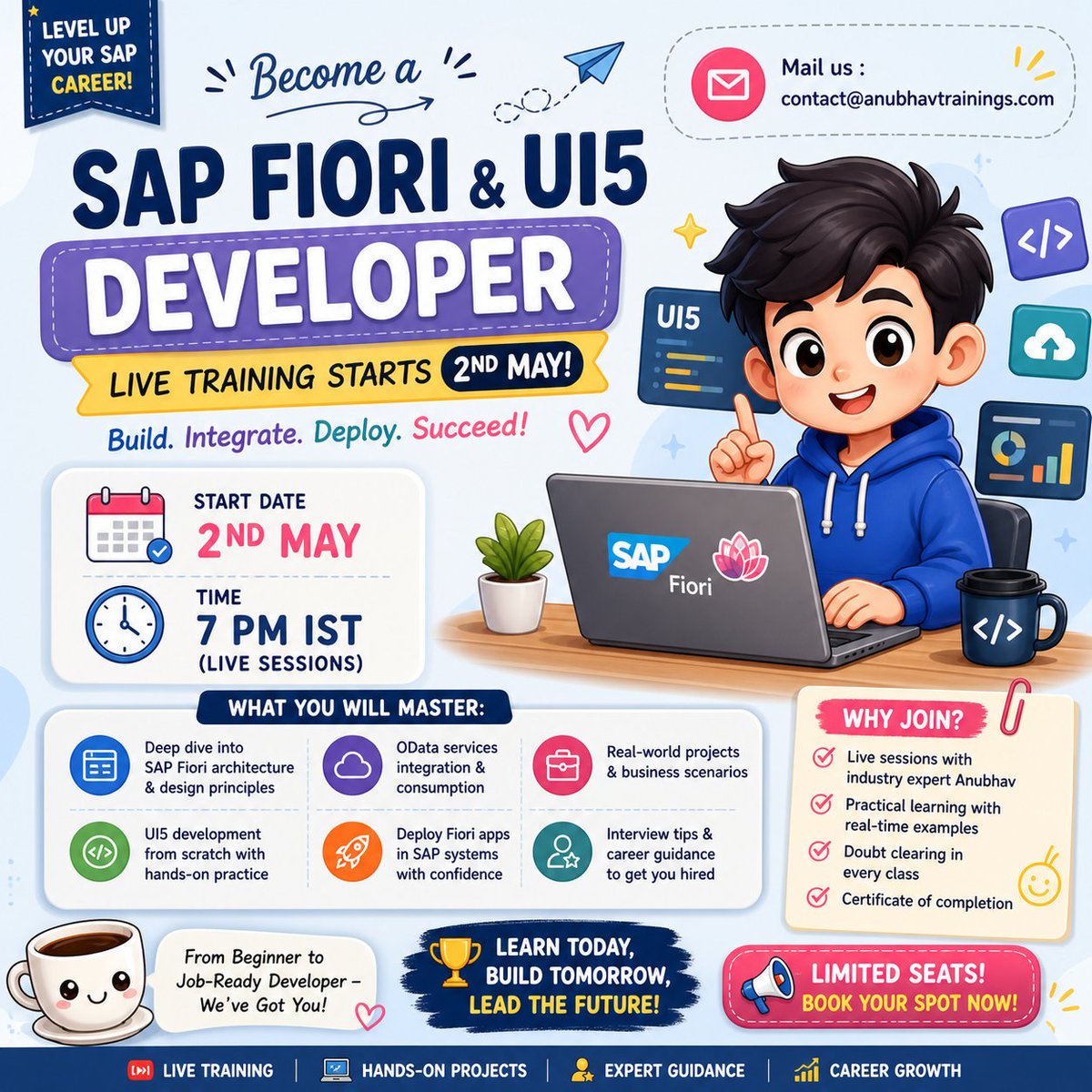 stephendazzy's tweet photo. 🚀 Master SAP Fiori &amp; UI5 Development – Live Training Starts 2nd May!

Mail us : contact@anubhavtrainings.com

📌 Limited seats. Reserve yours now!

#SAPUI5 #SAPFiori #SAPBTP #SAPHANA #SAPLearning #SAPCareer #ABAPDeveloper #SAPTechnical #FioriApps #UI5Development #TechSkills 🚀 https://t.co/59PwhS1PXe