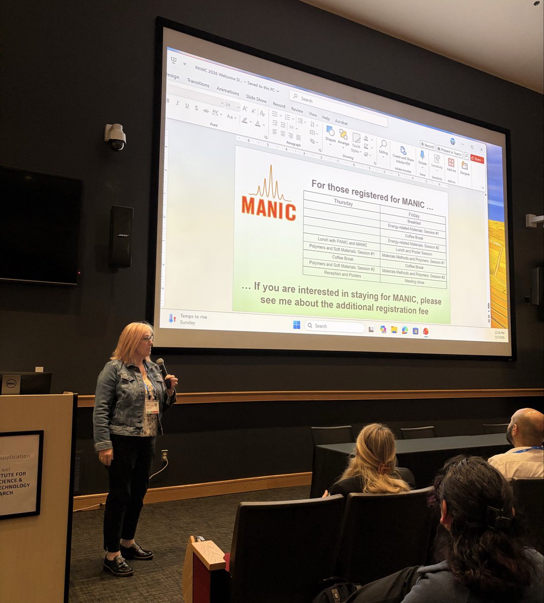 panicnmr's tweet photo. This morning the 2026 Practical Applications of NMR in Industry Conference ( @panicnmr ) came to a close!

#PANICNMR2026 Chair Amy Freund handed the reigns over to Materials and NMR Insights Conference (MANIC) Chair Louis Madsen before attendees enjoyed a shared lunch. 

#NMRchat https://t.co/1j9gt5NWNR