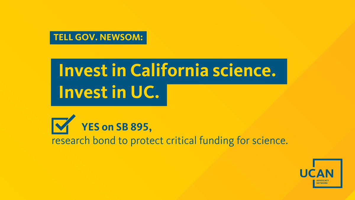 UCAdvocacy's tweet photo. With $1B+ in federal research funding at risk, California has an important opportunity to invest in the future of innovation. #SB895 would support @UofCalifornia research across the state. 

Add your name to support UC research: https://t.co/g3u4pgCgpg #UCAdvocate https://t.co/H3OGTLzur7