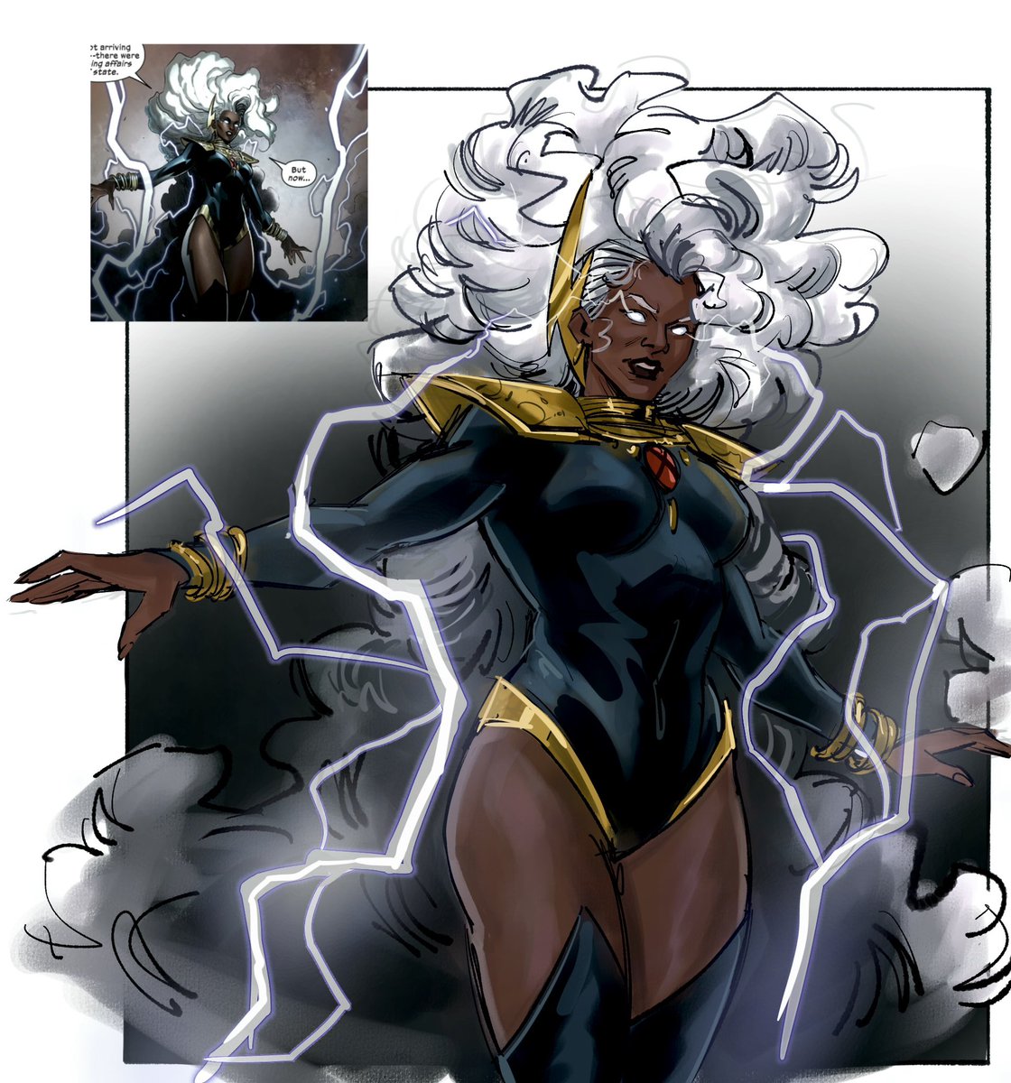 Isa_anartist's tweet photo. Quick panel redraw of Storm (she’s so beautiful holy moly) #xmen https://t.co/mFDQwb2jAu