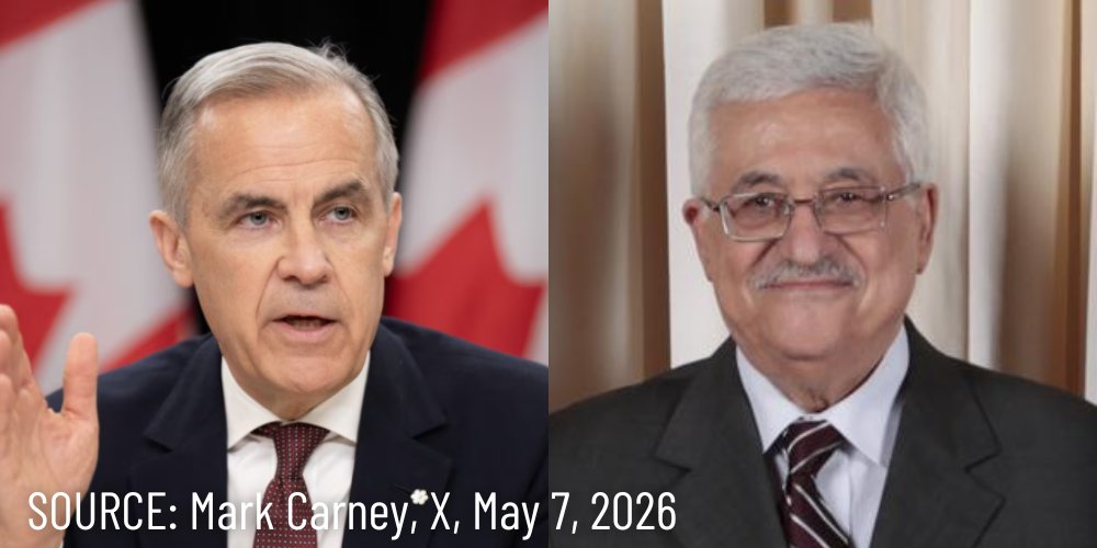 #REPORT: Mark Carney says he spoke to Palestinian president Mahmoud Abbas, who is currently in the 21st year of his four-year presidential term, about how to "strengthen accountability, governance, and democratic institutions" in his country.