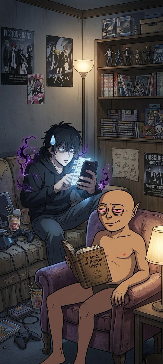 luffycrypts's tweet photo. brudda tryin to be all edgy n anime but he also got ramen cups  on da floor n screaming about notifications at 3am. living wid a 'main character' is da worst https://t.co/4Ko8VWT272