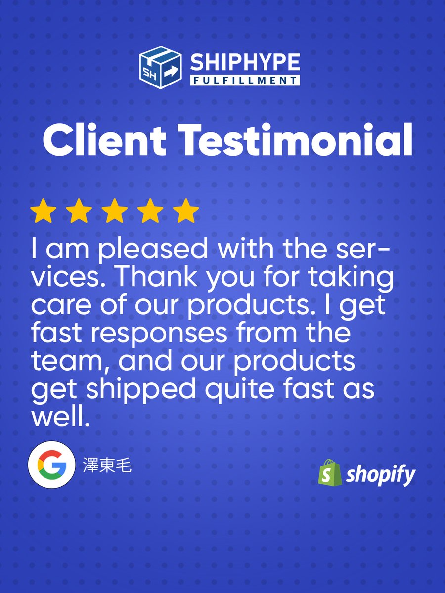 shiphype3PL's tweet photo. Thanks for the review 澤東毛!

Contact our sales team!

📧 sales@shiphype.com
📞 1.844.745.1999

#3pl
#dtcfulfillment
#ecommercefulfillment
#fulfillmentcenter
#shiphype https://t.co/NZp0ziMr83