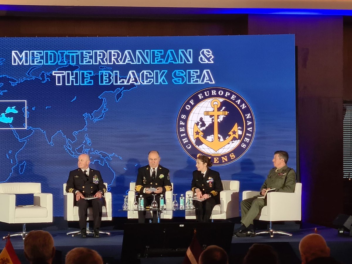 GenGJenkinsRM's tweet photo. Important couple of days in Madrid for the Chiefs of European Navies summit (CHENS 26) 

Today I highlighted the vital work that the UK &amp; Norway-led Maritime Capability Coalition is doing to support Ukraine’s Navy and bolster its security in the Black Sea https://t.co/2AyIUT3eVd