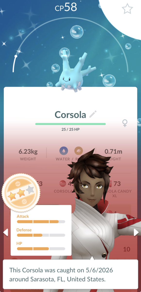 Jvs3Yc's tweet photo. Just got back from vacation in FL.
Highs:
-my kids behaved, nobody got sunburnt/sick, 
-caught 7 regionally exclusive Pokemon, including my first shiny Corsola as I was boarding the plane
Lows:
-got drunk enough every day to ruin my GBL rank and forget to open gifts
#PokemomGo https://t.co/Q3L4d3Ib3A