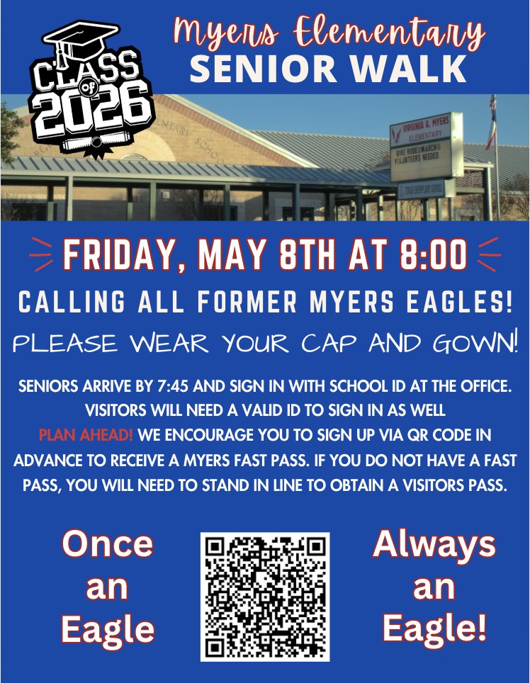 Warrior_CCMRC's tweet photo. @NISDWarren &amp; @NISDCCA
Warren Elementary School feeder Senior Walks - May 8th https://t.co/76xNDIy0HE