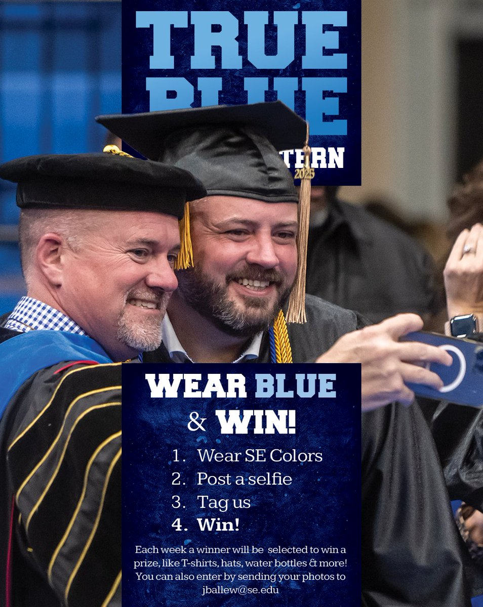 SE1909's tweet photo. It's the final TRUE BLUE FRIDAY of the semester - and Grads, this one's just for you! 🎓

Post your graduate photo, tag us, and you could win some awesome SE graduation gifts to keep after you walk that stage. 💙

#TrueBlueFriday https://t.co/1lFP2pm8Xs