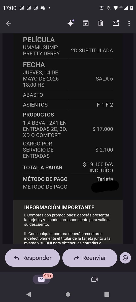 Wr_Mchn's tweet photo. @simonrojas937 Caze entradas con el 2x1 para el 14 a las 18:00hs en el Abasto
Cualquier cosa vendo la otra a 9550 a quien se cope (la mitad del costo xd) https://t.co/qxqh97t5LO