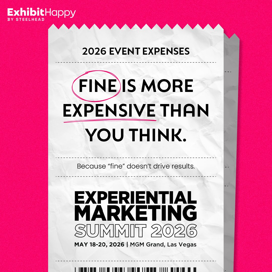 ExhibitHappy's tweet photo. Most booths are “fine.”

The problem is “fine” rarely gets remembered after the show is over.

Find us at the EMS newsstand across from registration. Water bottles are on us. 😉

#EMS2026 #EventProfs https://t.co/PIw7C8iyQd