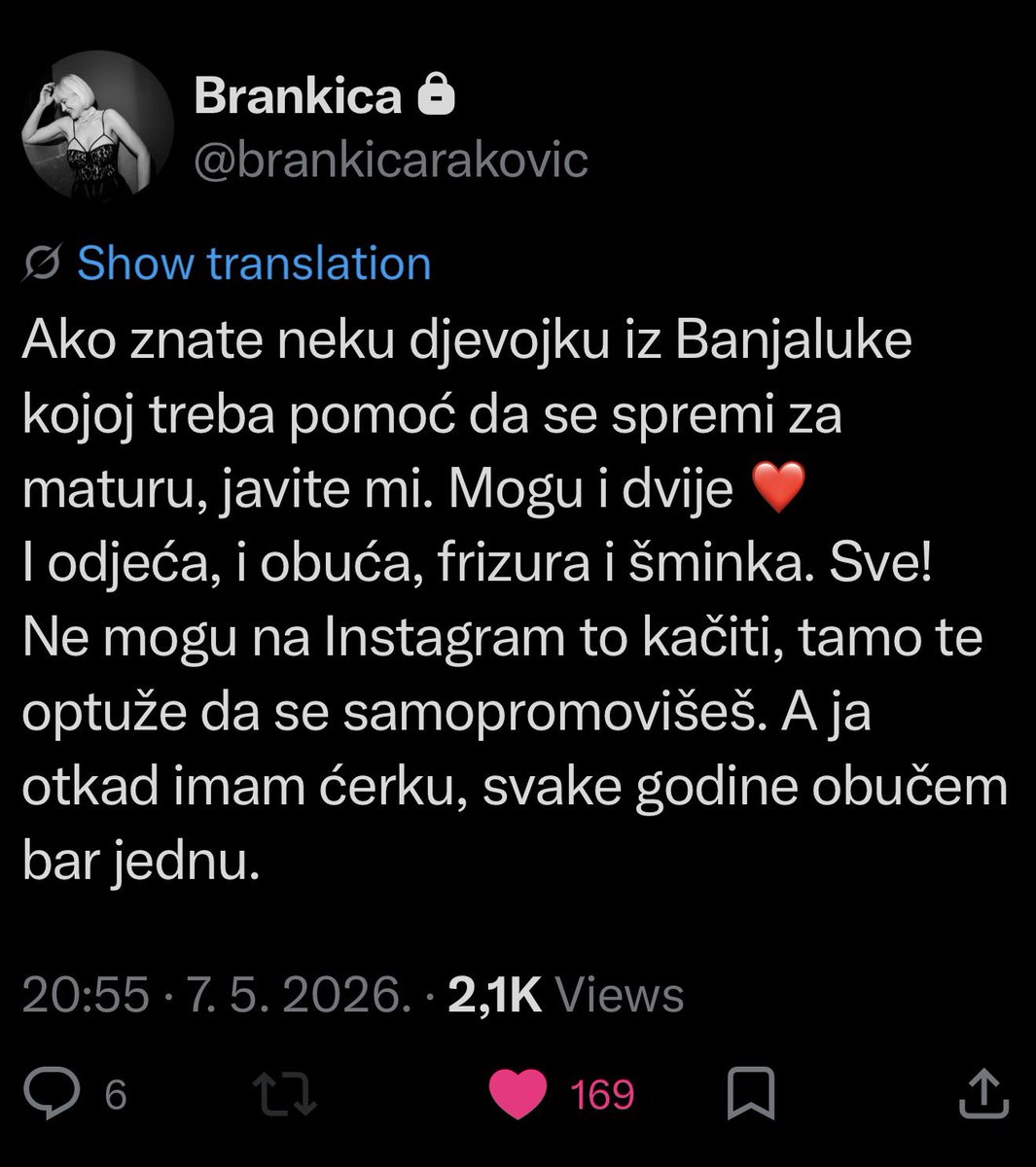 ako znate maturantkinje iz banjaluke kojima treba pomoć javite se <a href="/brankicarakovic/">Brankica</a> ili meni u dm ako vam je tako lakše, pa ću ja preneti brankici
