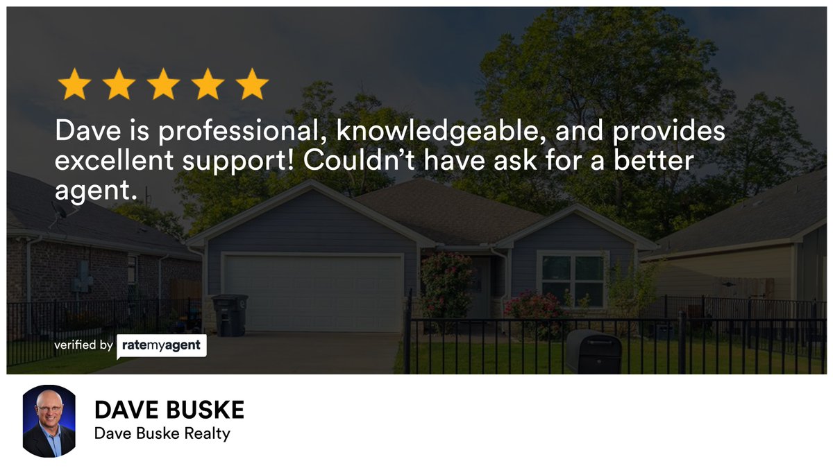 DaveBuske's tweet photo. My latest RateMyAgent review in Cleburne.
TX Broker 0501912
https://t.co/SF7tCweiSL

...
#ratemyagent #realestate #Dave_Buske_Realty https://t.co/XawopYKvJQ