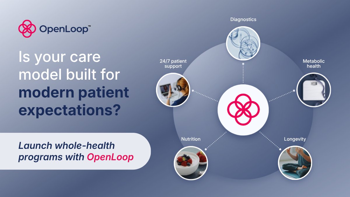 openloophealth's tweet photo. Healthcare is expanding. Patients expect more.

So how do you meet the modern-day patient where they're at?

You plug into infrastructure that’s already built for it.

You bring the brand, OpenLoop powers the infrastructure.

Learn more → https://t.co/bpPEvHzBdQ https://t.co/WMIZbXGH2L